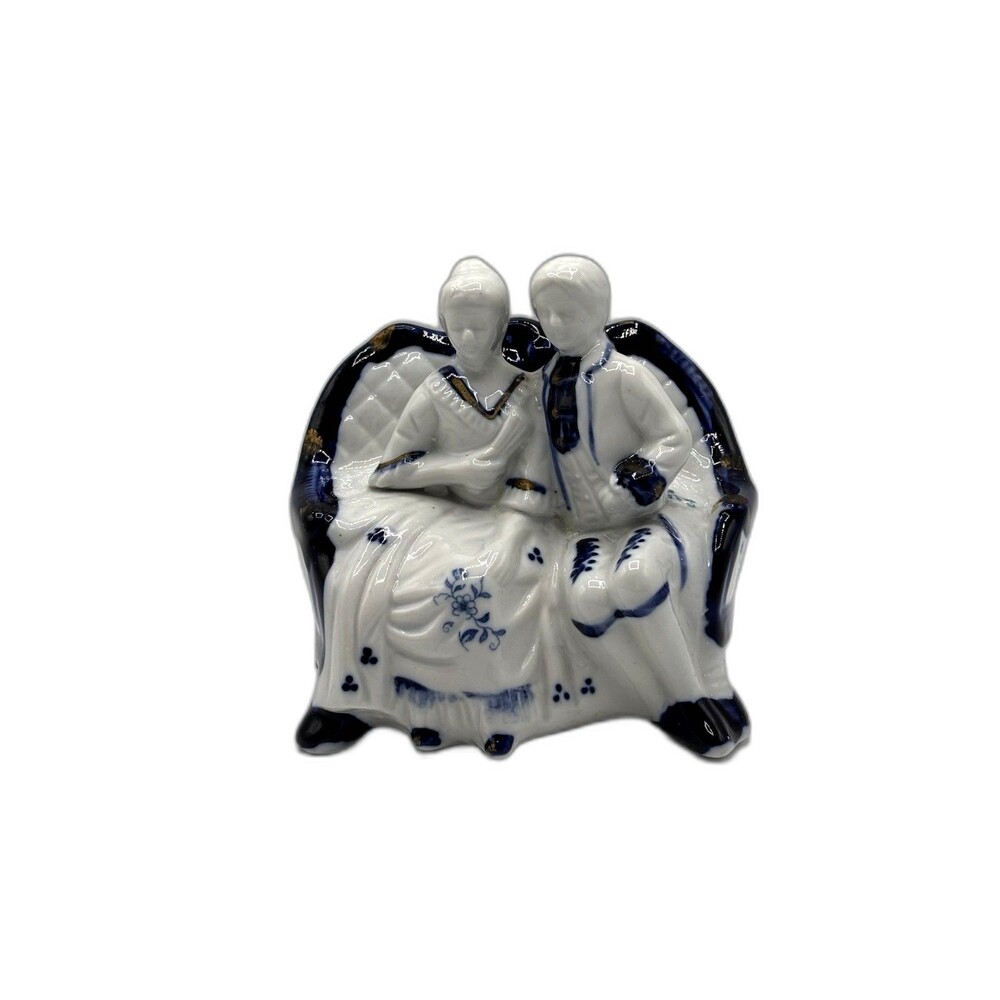 Vintage Blue And White 18th Century Style Victorian Or Colonial Courting Couple